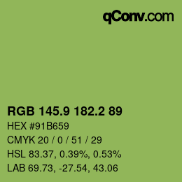 カラーコード: RGB 145.9 182.2 89 | qconv.com