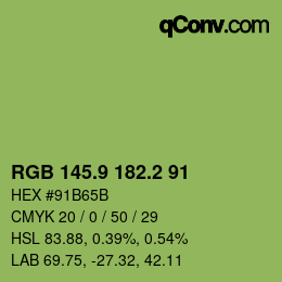 カラーコード: RGB 145.9 182.2 91 | qconv.com