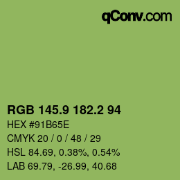 カラーコード: RGB 145.9 182.2 94 | qconv.com