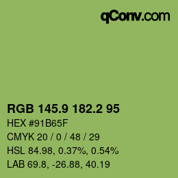 カラーコード: RGB 145.9 182.2 95 | qconv.com