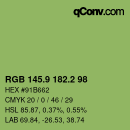 カラーコード: RGB 145.9 182.2 98 | qconv.com