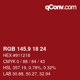 カラーコード: RGB 145.9 18 24 | qconv.com