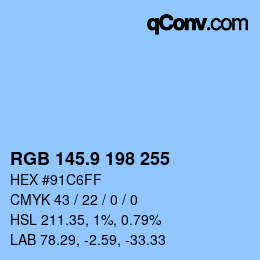 カラーコード: RGB 145.9 198 255 | qconv.com