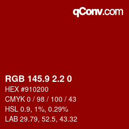 Color code: RGB 145.9 2.2 0 | qconv.com