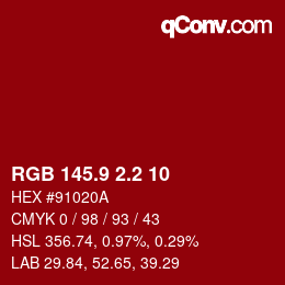 カラーコード: RGB 145.9 2.2 10 | qconv.com