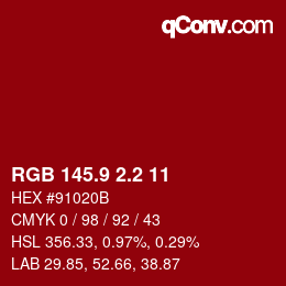 カラーコード: RGB 145.9 2.2 11 | qconv.com