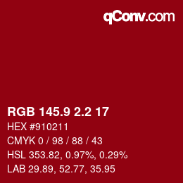 カラーコード: RGB 145.9 2.2 17 | qconv.com