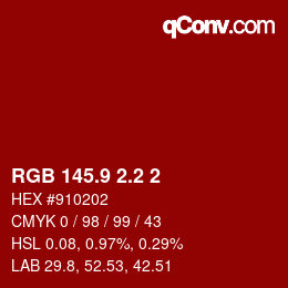 カラーコード: RGB 145.9 2.2 2 | qconv.com
