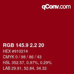 カラーコード: RGB 145.9 2.2 20 | qconv.com