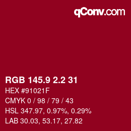 カラーコード: RGB 145.9 2.2 31 | qconv.com