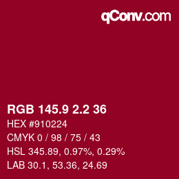 カラーコード: RGB 145.9 2.2 36 | qconv.com