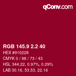 カラーコード: RGB 145.9 2.2 40 | qconv.com