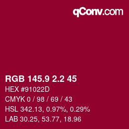 カラーコード: RGB 145.9 2.2 45 | qconv.com