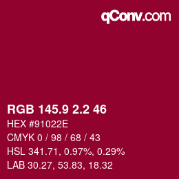 カラーコード: RGB 145.9 2.2 46 | qconv.com