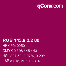 カラーコード: RGB 145.9 2.2 80 | qconv.com