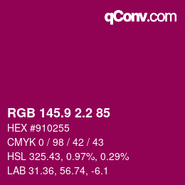 カラーコード: RGB 145.9 2.2 85 | qconv.com