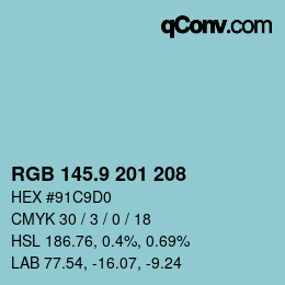 カラーコード: RGB 145.9 201 208 | qconv.com