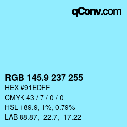 カラーコード: RGB 145.9 237 255 | qconv.com