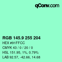 カラーコード: RGB 145.9 255 204 | qconv.com