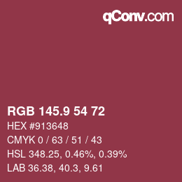 カラーコード: RGB 145.9 54 72 | qconv.com