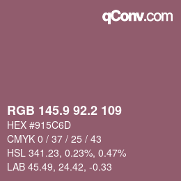 カラーコード: RGB 145.9 92.2 109 | qconv.com