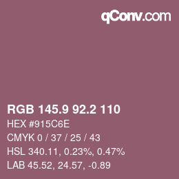 カラーコード: RGB 145.9 92.2 110 | qconv.com