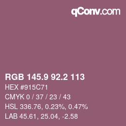 カラーコード: RGB 145.9 92.2 113 | qconv.com