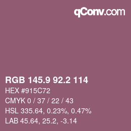 カラーコード: RGB 145.9 92.2 114 | qconv.com