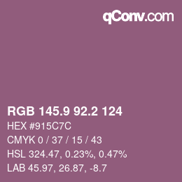 カラーコード: RGB 145.9 92.2 124 | qconv.com