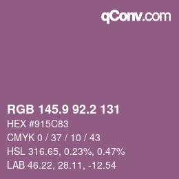 カラーコード: RGB 145.9 92.2 131 | qconv.com