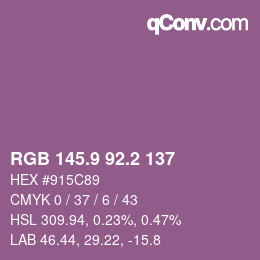 カラーコード: RGB 145.9 92.2 137 | qconv.com