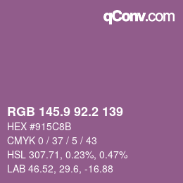 カラーコード: RGB 145.9 92.2 139 | qconv.com