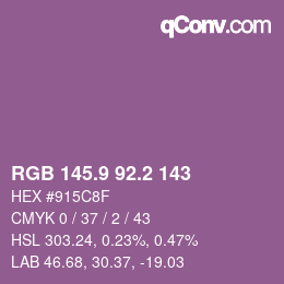カラーコード: RGB 145.9 92.2 143 | qconv.com