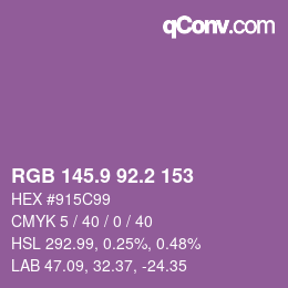 カラーコード: RGB 145.9 92.2 153 | qconv.com