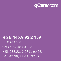 カラーコード: RGB 145.9 92.2 159 | qconv.com