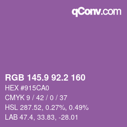 カラーコード: RGB 145.9 92.2 160 | qconv.com