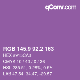 カラーコード: RGB 145.9 92.2 163 | qconv.com