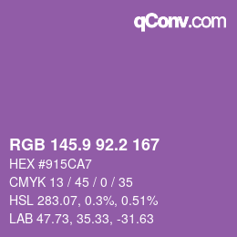 カラーコード: RGB 145.9 92.2 167 | qconv.com
