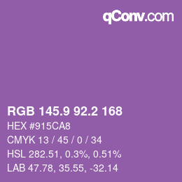 カラーコード: RGB 145.9 92.2 168 | qconv.com