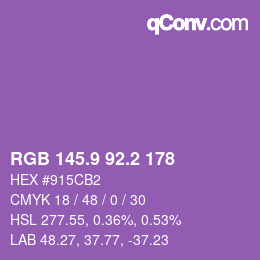 カラーコード: RGB 145.9 92.2 178 | qconv.com