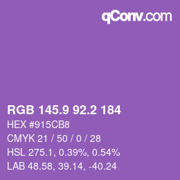 カラーコード: RGB 145.9 92.2 184 | qconv.com
