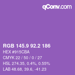 カラーコード: RGB 145.9 92.2 186 | qconv.com