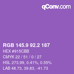 カラーコード: RGB 145.9 92.2 187 | qconv.com