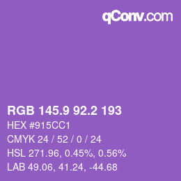 カラーコード: RGB 145.9 92.2 193 | qconv.com