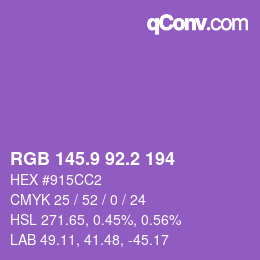 カラーコード: RGB 145.9 92.2 194 | qconv.com