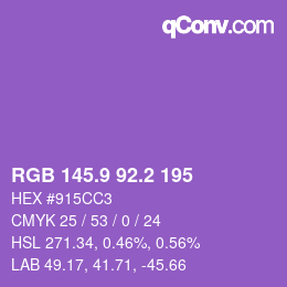 カラーコード: RGB 145.9 92.2 195 | qconv.com