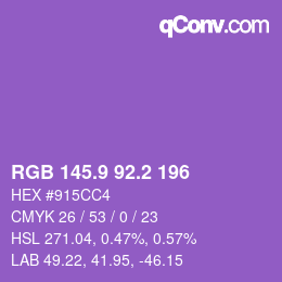 カラーコード: RGB 145.9 92.2 196 | qconv.com