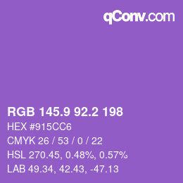 カラーコード: RGB 145.9 92.2 198 | qconv.com