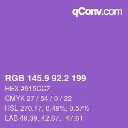 カラーコード: RGB 145.9 92.2 199 | qconv.com