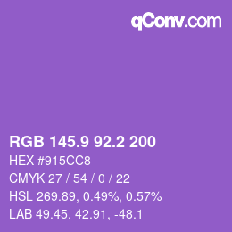 カラーコード: RGB 145.9 92.2 200 | qconv.com